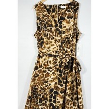 NEW Calvin Klein Women's 22W Animal Print V-Neck Dress • Reg Price $129 picture