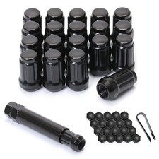 Acorn M12x1.5 Black Spline Lug Nuts - Set of 20, 12mm X 1.5 X 35mm, picture