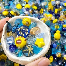 100g Vintage Handmade Embossed Glass Ceramic Beads 500+ Mixed Designs Assortment picture