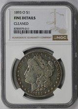 1893-O Morgan Silver Dollar $1 NGC Fine Details Cleaned picture