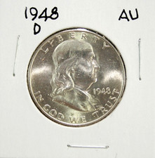 1948-D Franklin Half Dollar AU 90% Silver #2 picture