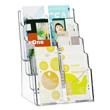 Uimoso Acrylic Brochure Holder 8.5x11 inch 4-Tier Literature Display Stand Rack picture
