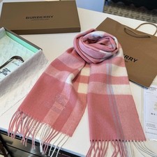 Burberry London Check Cashmere Scarf Dusty Rose Pink 11.8x78.7