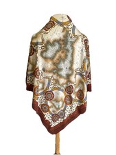 AS7# Vintage Carla Fasini 100% Silk Scarf Made in Italy Nautical Map Compass picture