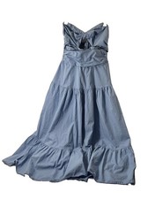 Vici Vivianna Cutout Linen Blend Mini Dress Blue Sz Medium Strapless Peek A Boo picture