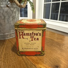 Vintage Hamstra’s Tea Tin Orange Pekoe H. Hamstra & Co Early 1900’s 4” Square picture