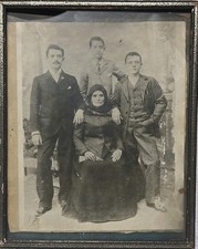 Early 1900's Antique Family Photograph Ornate Gilt Picture Frame Mother & 3 Sons picture