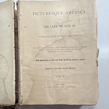 1872 Antique William Cullen Bryant Picturesque America Vol. I - HC, Illus. picture