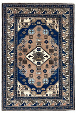 Vintage Ardebil Tribal Geometric Hand Knotted Wool Area Rug 4x6 Peach Oriental picture