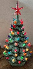 VTG CERAMIC CHRISTMAS TREE/GREEN TREE, STAR  & COLORED LIGHTS -13