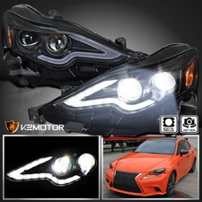 Fits 2014-2016 Lexus IS250 IS350 Black Full LED Projector Headlights Left+Right picture