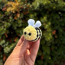 Handmade Crochet Bee Plushie - Cute Amigurumi Bumblebee, Nursery Decor Gift picture