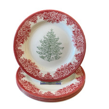4pc Royal Stafford CHRISTMAS TREE Porcelain Dinner Plates 11