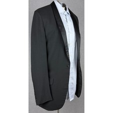 Vintage 50s Palm Beach Tuxedo Jacket Mens 42L Black Shawl Lapel Formal Blazer picture