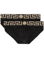 NIB Versace Mens 2-Pack Greca Border Brief underwear Black Size 6 Large picture