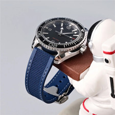20/21/22mm FKM Rubber Sailcloth Watch Strap Quick Release Deployant Clasp picture
