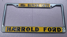 Vintage Yellow Harrold Ford Since 1911 Dealership License Plate Frame RARE picture