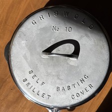 RARE Vintage Griswold #10 Plated Deep Skillet 779 & Lid 1050 Set SITS DEAD FLAT picture