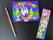 Vintage Lisa Frank Ballerina Bunnies Lot Autograph Book Pencil & Bookmark picture