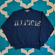Vintage 90s University of Illinos Fruit of the Loom Fleece Pullover Sweater picture