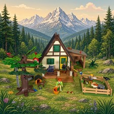 Playmobil 4207 Forest Lodge Cabin in the Woods w/Tree House Nearly Complete picture