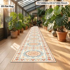 Vintage Rose Floral Square Extra-Long Hallway Runner Rug, 850g/㎡ Velvet, Washa picture