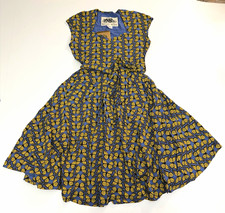 Effie's Heart Blue Yellow Butterfly Square Neck Midi Dress Size M picture