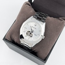 Bulova Surveyor 96A274 White Dial Men's Automatic Stainless Watch 42mm New picture