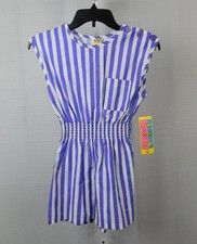 Vintage NOS 90s Girl's Sunwear by Carrots Romper 14, Purple Stripe #A235 picture