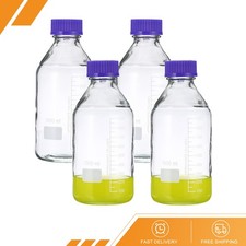 4 x Media Storage Bottle 1000ml Borosilicate Glass Graduated Clear picture