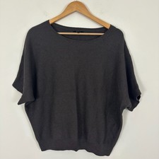 Quince Sweater Brown Cotton Cashmere Link-Stitch Dolman Sleeve Womens Large picture