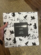 Cynthia Rowley Halloween Queen Sheet Set Black Cats Ghost Pumpkin 4Pc Cotton picture