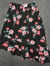Bobeau Skirt Womens Medium Floral Polka Dot Ruffle Asymmetrical Midi Dressy picture