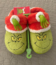 Crocs Grinch Women's Faux Fur Slip-On Slippers Green/Red Embroidered 6 picture