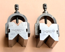 Starrett No. 278 Hardened Steel V-Blocks (1-Pair) With Two Clamps. USA Made picture
