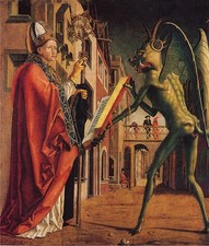 stunning oil painting handpainted on canvas -Saint and the devil picture