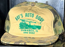 Vintage Ray’s Auto Body Camo Mesh Trucker Hat Yupoong Snapback IL picture