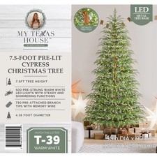 My Texas House  7.5 Ft Cypress PreLit Artificial Christmas Tree 500W/ Warm LEDs picture