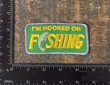 Vintage I’m Hooked On Fishing Salmon Fish Angler Iron-On Patch NOS 1970s picture