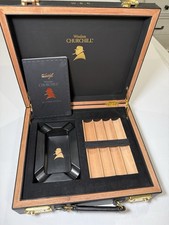 Davidoff Winston Churchill Cigar Briefcase Ashtray Humidor Set With Booklet picture