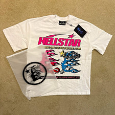 Hellstar Graphic Logo Print Crew Neck Short Sleeve T-Shirt White Men's L NWT picture