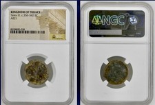 Teres III Ancient Thrace Greek 356BC-342BC NGC Genuine Rare Coin Labrys & Grapes picture