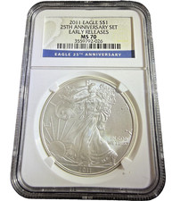 2011 SILVER EAGLE NGC MS70 EARLY RELEASES FROM THE 25TH ANNIVERSARY Set picture