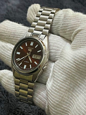 Seiko 5 Automatic Brown Dial Day/Date 12-Hour Silver Steel Bracelet picture