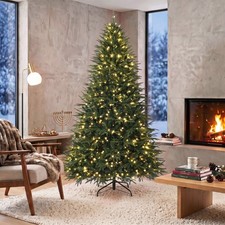 HOMCOM 7.5ft Pre-lit Classic Artificial Christmas Tree LED Lights, Green picture