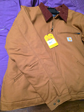 Carhartt Men’s Brown Duck Detroit Work Jacket XL Regular Relaxed Fit Zip picture