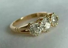 3.27Ct Vintage Art Deco Style Round Lab Created Diamonds 14K Yellow Gold FN Ring picture