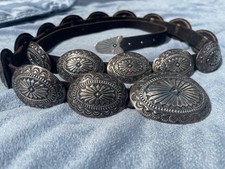 Vintage Navajo Leonard Maloney Sterling Silver Concho Belt 45.5” Authentic 16pc picture