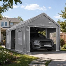 10'x20' Heavy Duty Carport Steel Canopy Tent Garage Shed w/ 4 Roll-up Doors picture