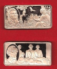 2 Franklin Mint Bronze Bars 100 Greatest Americans Audubon Jefferson Davis picture